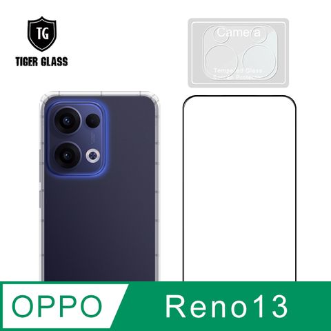 T.G OPPO Reno13 手機保護超值3件組(透明空壓殼+鋼化膜+鏡頭貼)