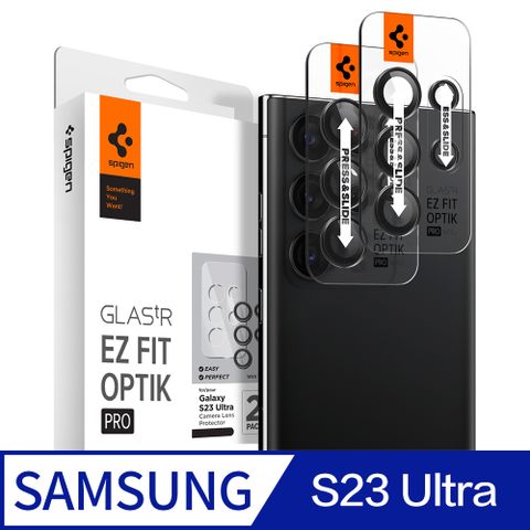 附快貼板Spigen Galaxy S23 Ultra (6.8吋) 鏡頭保護貼(黑x2入)