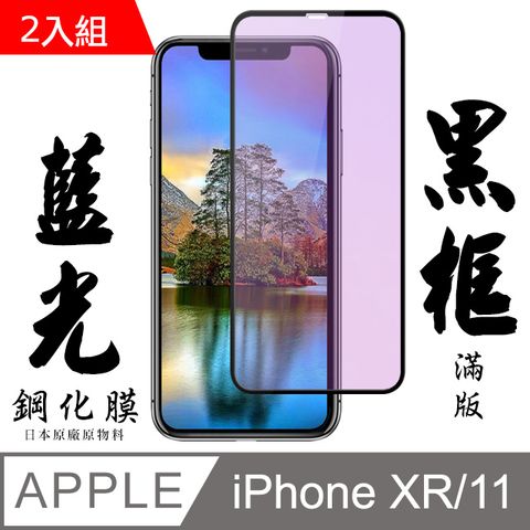 Iphone XR/11 日本旭硝子 絲印黑框 藍光保護貼 9D 二入組(保護貼 鋼化膜 IXR I11 黑色 藍光)