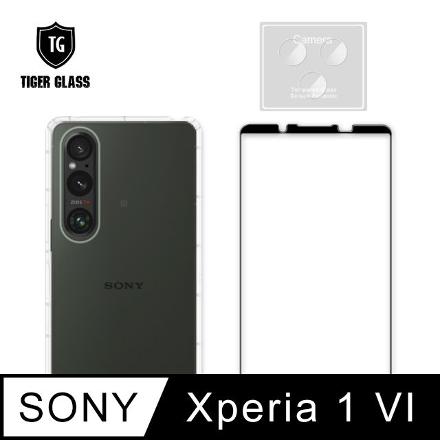 T.G  SONY Xperia 1 VI手機保護超值3件組(透明空壓殼+鋼化膜+鏡頭貼)