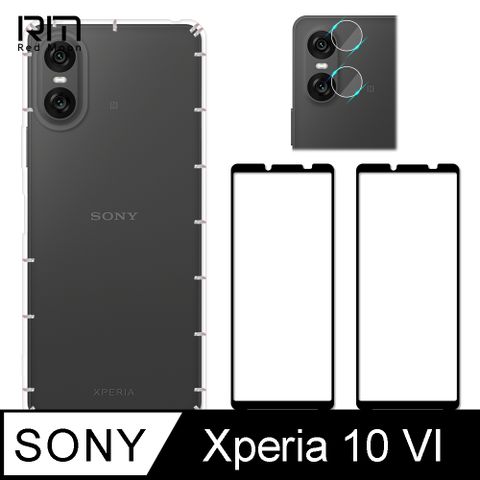 RedMoon SONY Xperia 10 VI 2024 手機殼貼4件組 空壓殼-9H玻璃保貼2入+厚版鏡頭貼