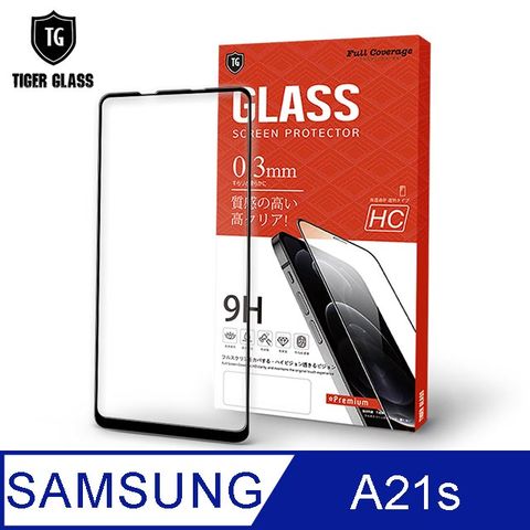 滿版全膠 輕薄無感T.G Samsung Galaxy A21s高清滿版鋼化膜手機保護貼(防爆防指紋)