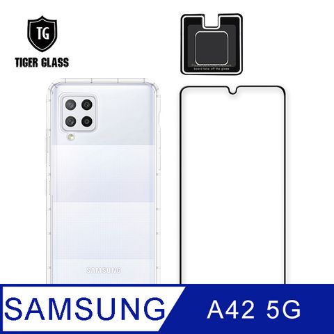 全面保護 一次到位T.G Samsung Galaxy A42 5G手機保護超值3件組(透明空壓殼+鋼化膜+鏡頭貼)