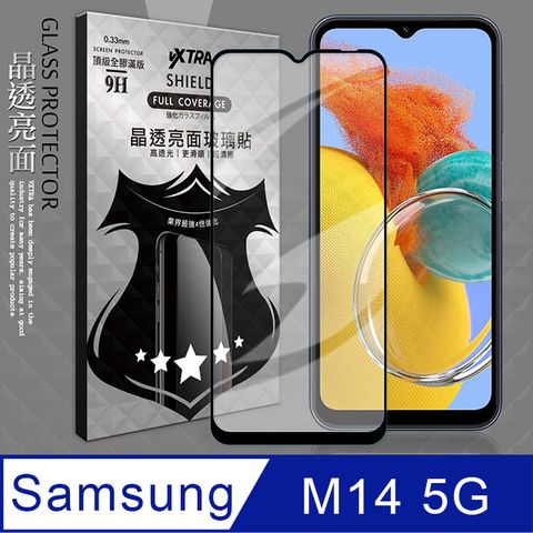 VXTRA 飛創 全膠貼合  三星 Samsung Galaxy M14 5G 滿版疏水疏油9H鋼化頂級玻璃膜(黑)  玻璃保護貼