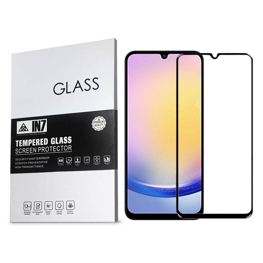 IN7  Samsung A25 5G (6.5吋) 高清 高透光2.5D滿版9H鋼化玻璃保護貼 疏油疏水 鋼化膜-黑色