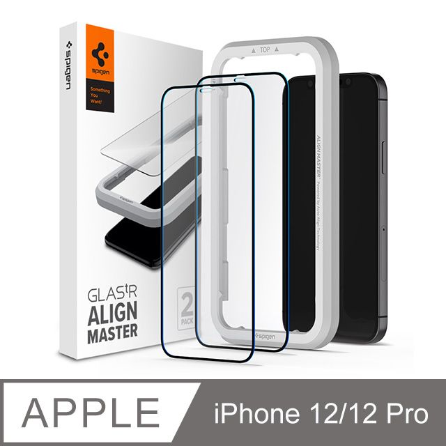 SGP  / Spigen iPhone 12 / 12 Pro_Align Master 玻璃保護貼(黑x2)