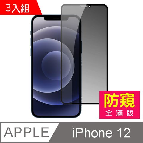 超值3入組 iPhone12保護貼 iPhone 12 保護貼 滿版 高清防窺 9H鋼化玻璃膜 手機貼膜 iPhone12鋼化膜 防偷窺 玻璃保護貼 手機保護貼