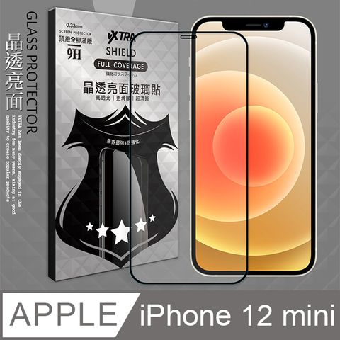 VXTRA 飛創 全膠貼合  iPhone 12 mini 5.4吋  滿版疏水疏油9H鋼化頂級玻璃膜(黑) 玻璃保護貼