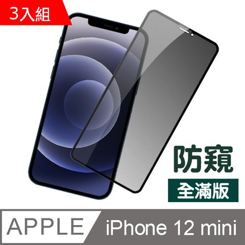 超值3入組 iPhone12mini保護貼 iPhone 12mini 保護貼 滿版 高清防窺 9H鋼化玻璃膜 手機貼膜 iPhone12mini鋼化膜 防偷窺 玻璃保護貼 手機保護貼