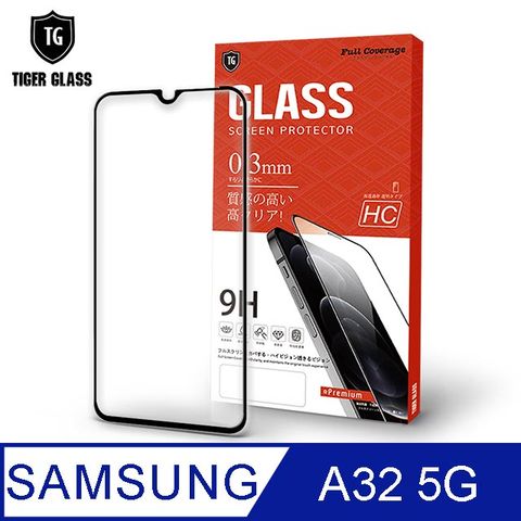 滿版全膠 輕薄無感T.G Samsung Galaxy A32 5G高清滿版鋼化膜手機保護貼(防爆防指紋)