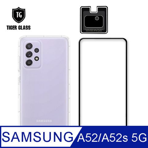 全面保護 一次到位T.G Samsung Galaxy A52 5G / A52s 5G手機保護超值3件組(透明空壓殼+鋼化膜+鏡頭貼)