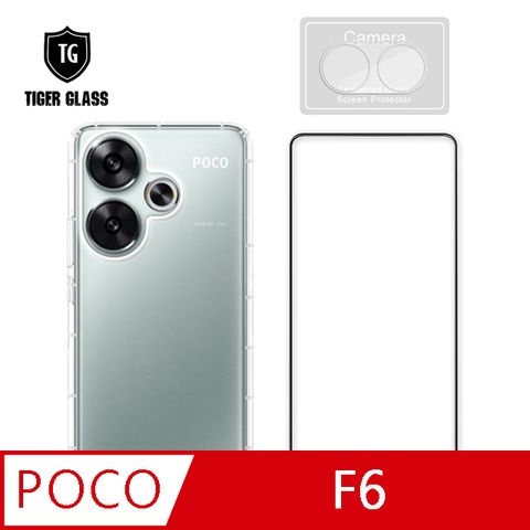 T.G POCO F6 手機保護超值3件組(透明空壓殼+鋼化膜+鏡頭貼)