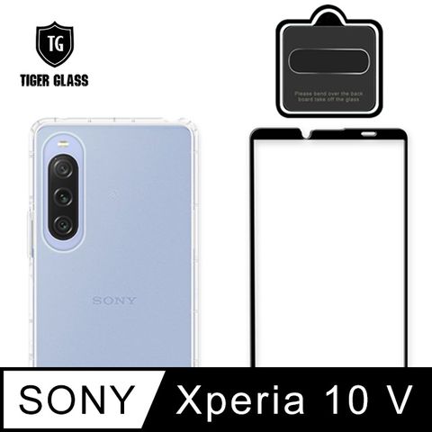 全面保護 一次到位T.G Sony Xperia 10 V手機保護超值3件組(透明空壓殼+鋼化膜+鏡頭貼)