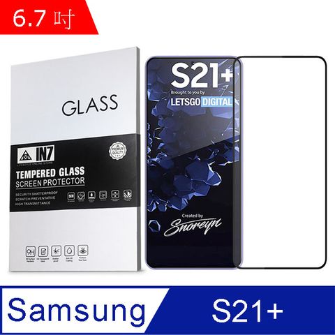 IN7 Samsung S21+ (6.7吋) 高清 高透光2.5D滿版9H鋼化玻璃保護貼 疏油疏水 鋼化膜-黑色