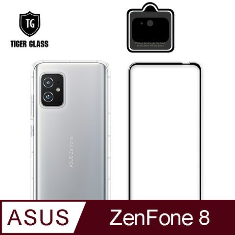 全面保護 一次到位T.G ASUS Zenfone 8 ZS590KS手機保護超值3件組(透明空壓殼+鋼化膜+鏡頭貼)