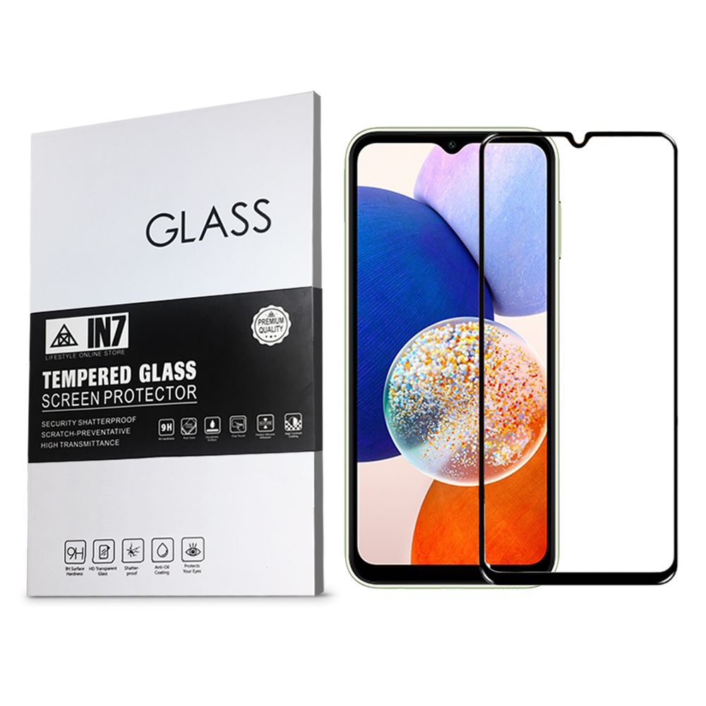 IN7  Samsung A14 5G (6.6吋) 高清 高透光2.5D滿版9H鋼化玻璃保護貼 疏油疏水 鋼化膜-黑色