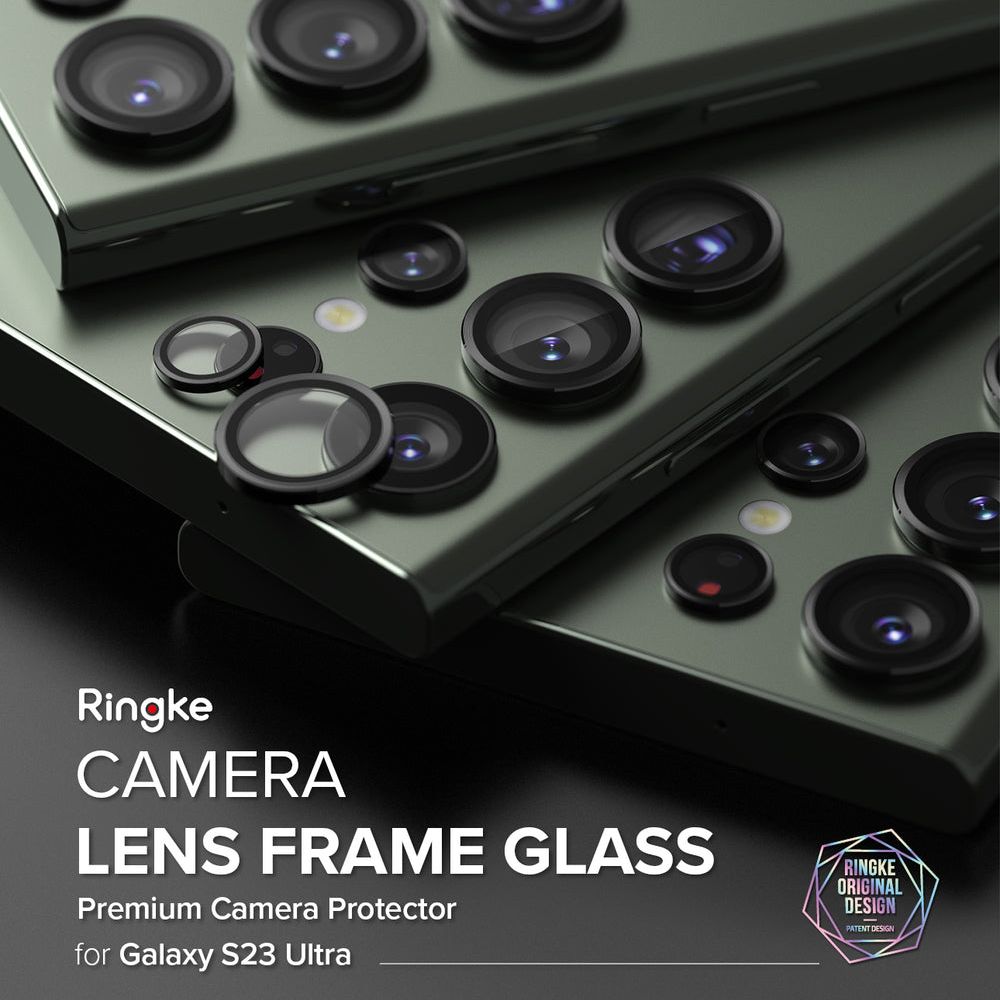 Ringke ｜三星 Galaxy S23 Ultra [Camera Lens Frame Glass] 鋼化玻璃鏡頭保護鋁框－黑