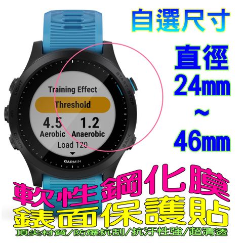 Garmin O型/正圓形 手錶鏡面保護貼(二入裝)尺寸 24mm~50mm可選軟性防爆鋼化膜