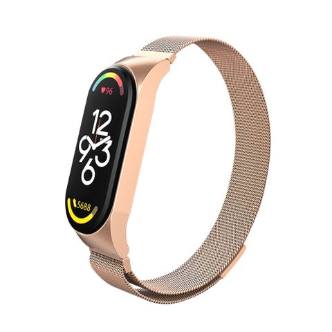 【Timo】小米手環7 米蘭尼斯磁吸式替換手環錶帶-玫瑰金