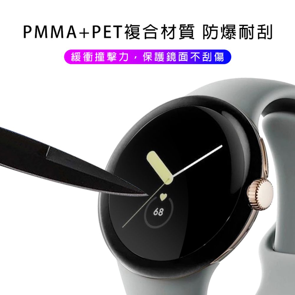 RedMoon Google Pixel Watch 2 / Watch 3D曲面滿版高清透明PMMA軟式螢幕保護貼 2入