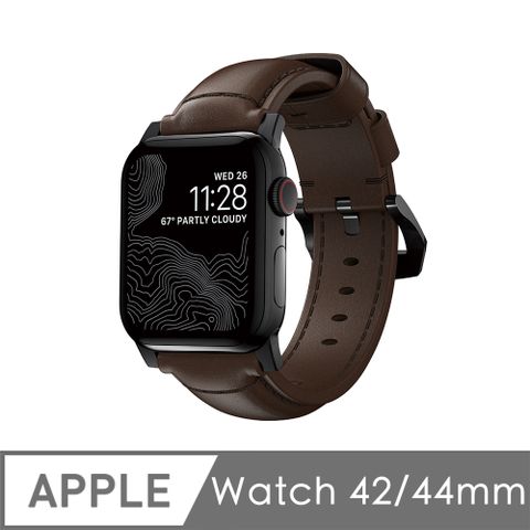美國NOMADxHORWEEN Apple Watch專用皮革錶帶-經典黑(棕皮黑扣)49/45/44/42mmApple Watch 1-9代 &amp; SE &amp; Ultra 適用