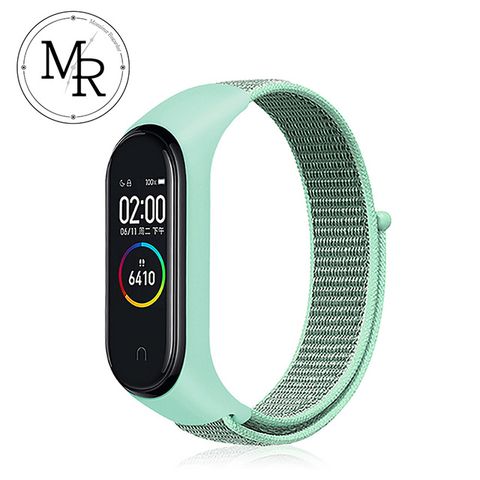 多款顏色可供變換 MR 小米手環3/4通用尼龍編織運動替換錶帶(蘋果綠)