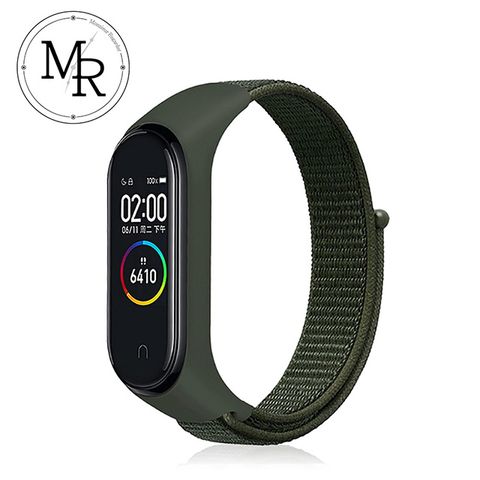 多款顏色可供變換 MR 小米手環3/4通用尼龍編織運動替換錶帶(夜幕綠)