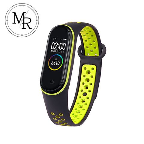 多款顏色可供變換 MR 小米手環3/4通用撞色矽膠運動替換錶帶(螢光黃黑)