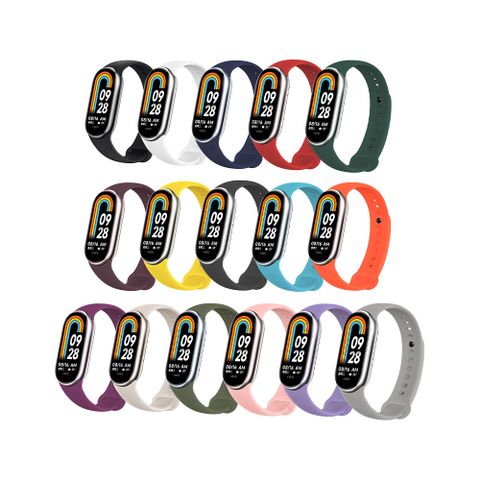 EGO 3C 小米手環8 專用快拆矽膠錶帶 單色矽膠運動表帶 運動手環腕帶 純色替換錶帶 防水抗汙