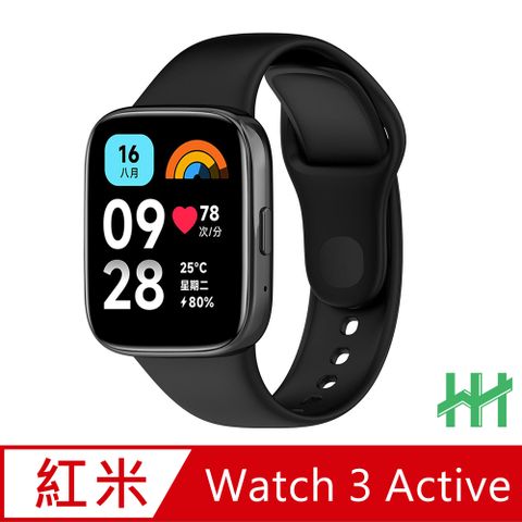 【HH】★金屬插頭可調錶帶★Redmi Watch 3 Active 矽膠腕帶(黑)
