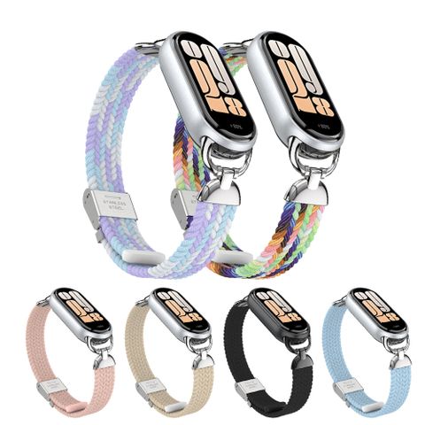 HADER 小米手環10/9/8 金屬尼龍編織錶帶 不銹鋼替換手錶帶 高端商務替換腕帶 手腕帶
