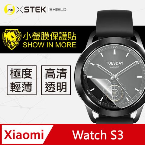 【小螢膜】美國頂級原料犀牛皮材質Xiaomi 小米 Watch S3手錶保護貼 犀牛皮手錶膜 保護膜 自動修復(兩入組)