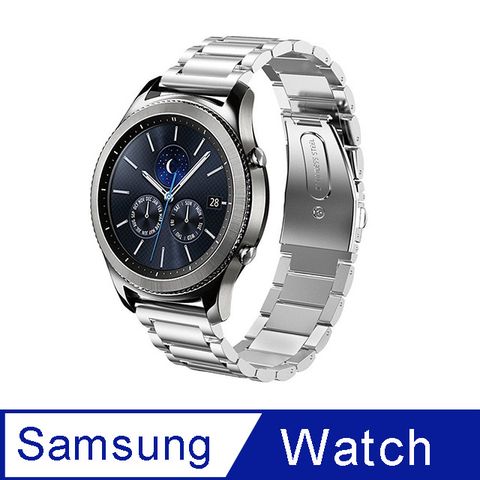 Timo SAMSUNG三星 Galaxy Watch 46mm 不鏽鋼金屬替換錶帶錶帶(寬度22mm)-銀