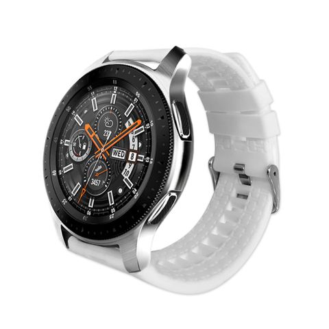 SAMSUNG三星 Galaxy Watch 46mm 純色底紋矽膠運動替換錶帶-白色