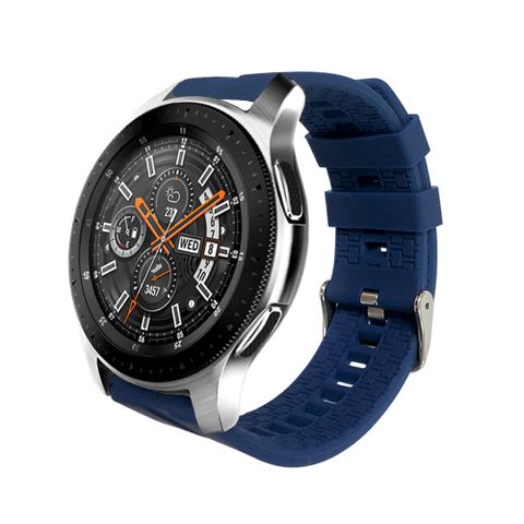 SAMSUNG三星 Galaxy Watch 46mm 純色底紋矽膠運動替換錶帶-藍色