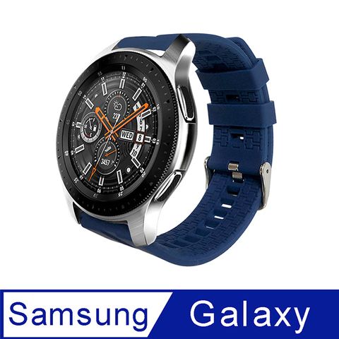 【Timo】SAMSUNG三星 Galaxy Watch 46mm 純色底紋矽膠運動替換錶帶(錶帶寬度22mm)-藍色
