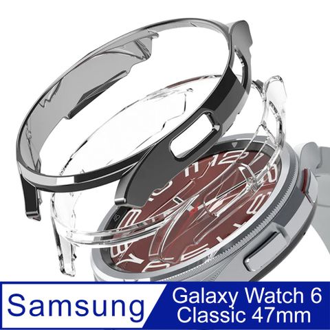 Rearth Ringke 三星 Galaxy Watch 6 Classic (47mm) 手錶輕薄保護套(1透1亮灰)