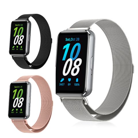 HADER 三星 Galaxy Fit3 智慧手環米蘭尼斯金屬磁吸錶帶 高端商務手錶替換腕帶 不鏽鋼手錶帶