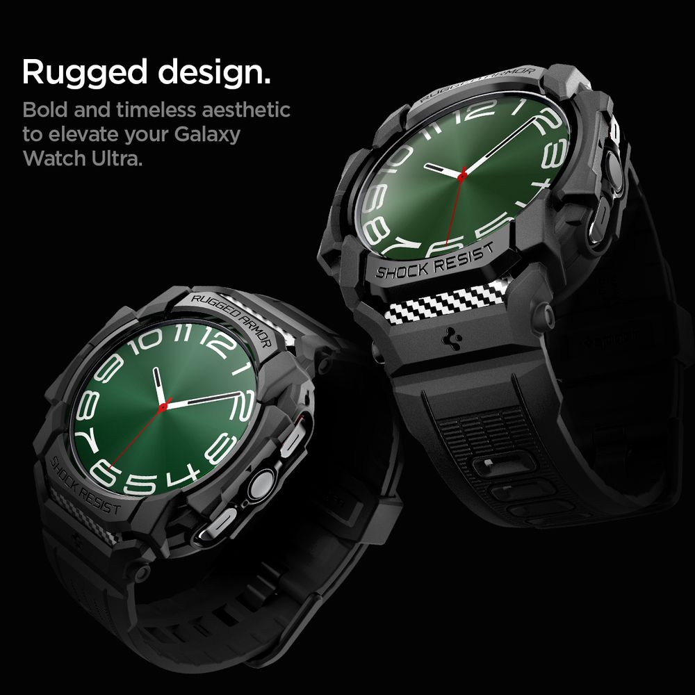 spigen Galaxy Watch Ultra Rugged Armor Pro-防摔保護殼專業版(錶帶一體成型:黑)