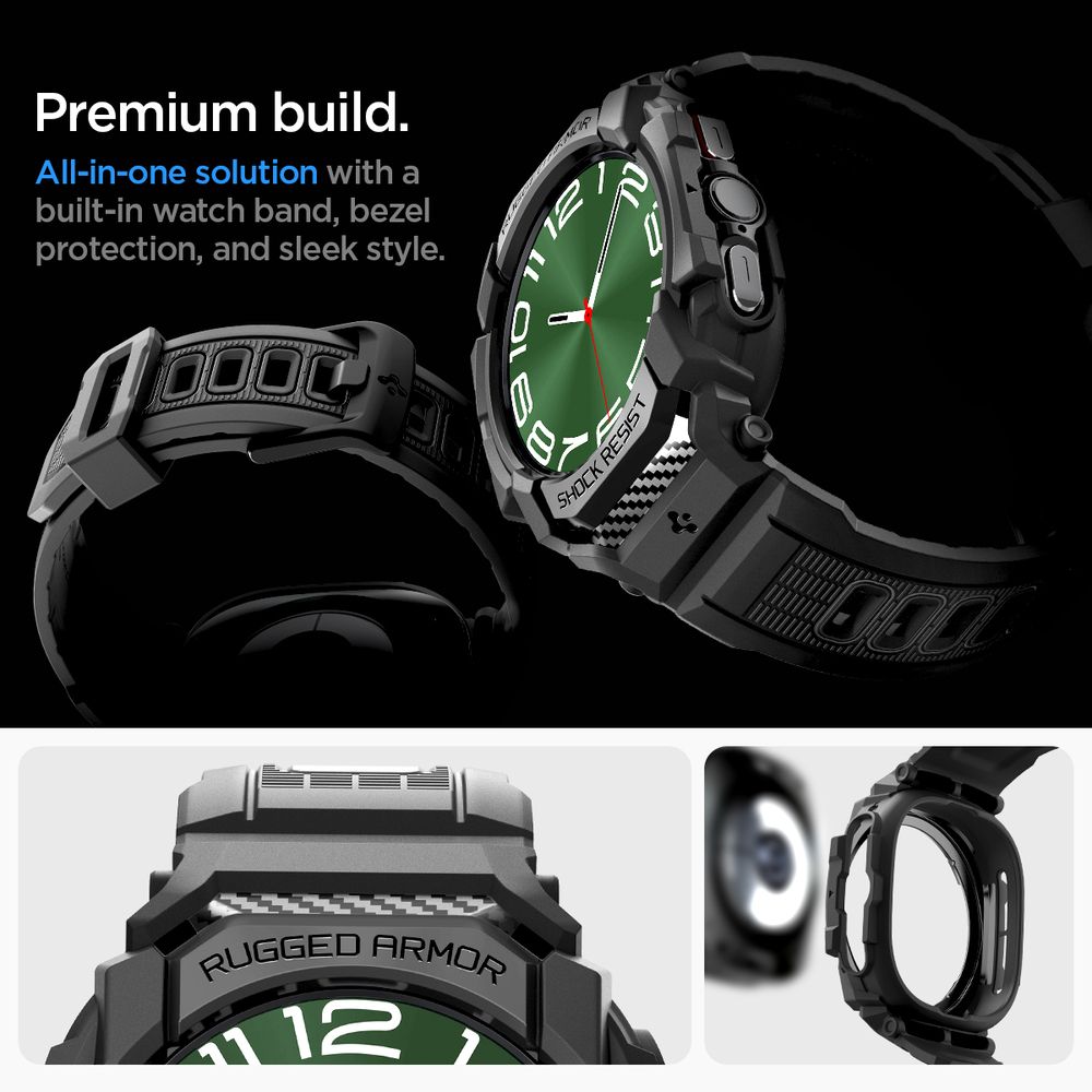 spigen Galaxy Watch Ultra Rugged Armor Pro-防摔保護殼專業版(錶帶一體成型:黑)