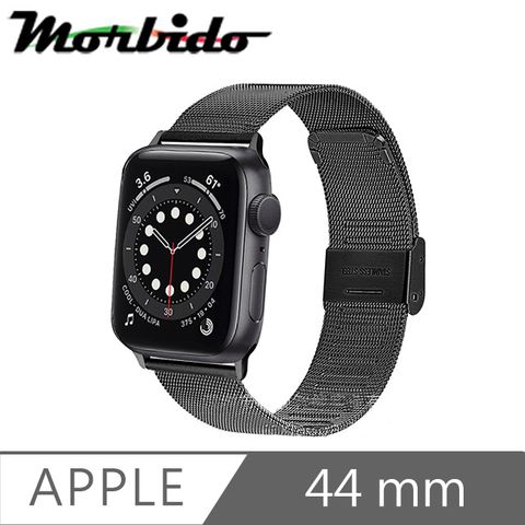 Series 全系列! 7代也通用 Morbido蒙彼多Apple Watch 6/SE 44mm不鏽鋼編織卡扣式錶帶 黑