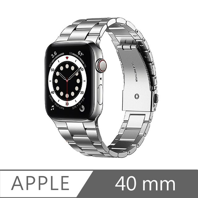 Apple 蘋果 Series 全系列! 7代也通用 Watch 6/SE 40mm不鏽鋼三珠蝶扣錶帶 星空銀/贈拆錶器