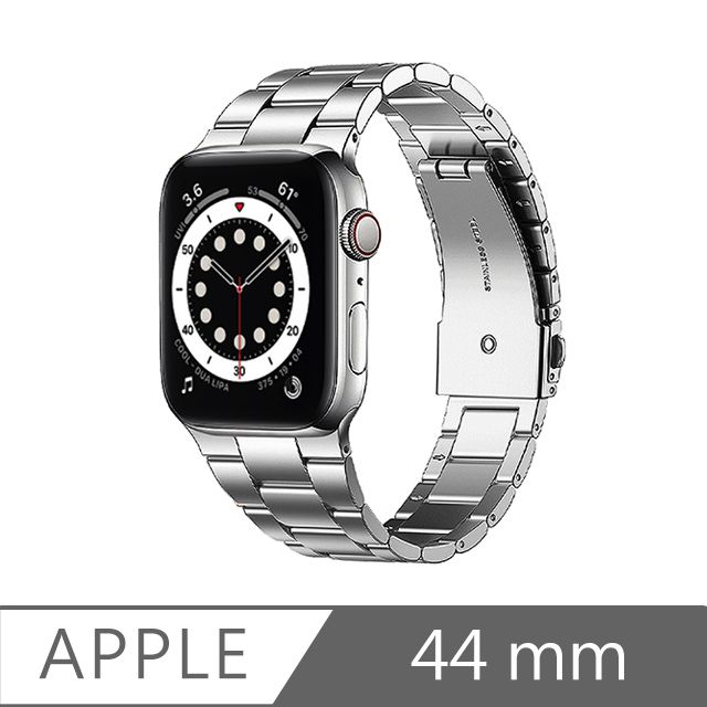 Apple 蘋果 Series 全系列! 7代也通用 Watch 6/SE 44mm不鏽鋼三珠蝶扣錶帶 星空銀/贈拆錶器