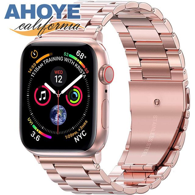 AHOYE 38/40mm Apple Watch 不鏽鋼金屬錶帶 玫瑰金