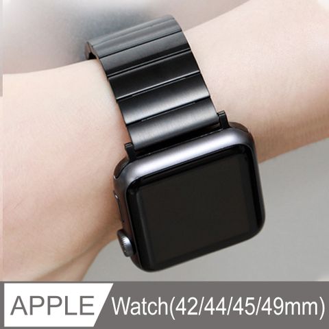 Apple 蘋果 【Timo】 Watch 42/44/45/49mm 坦克系列不鏽鋼金屬替換錶帶-黑