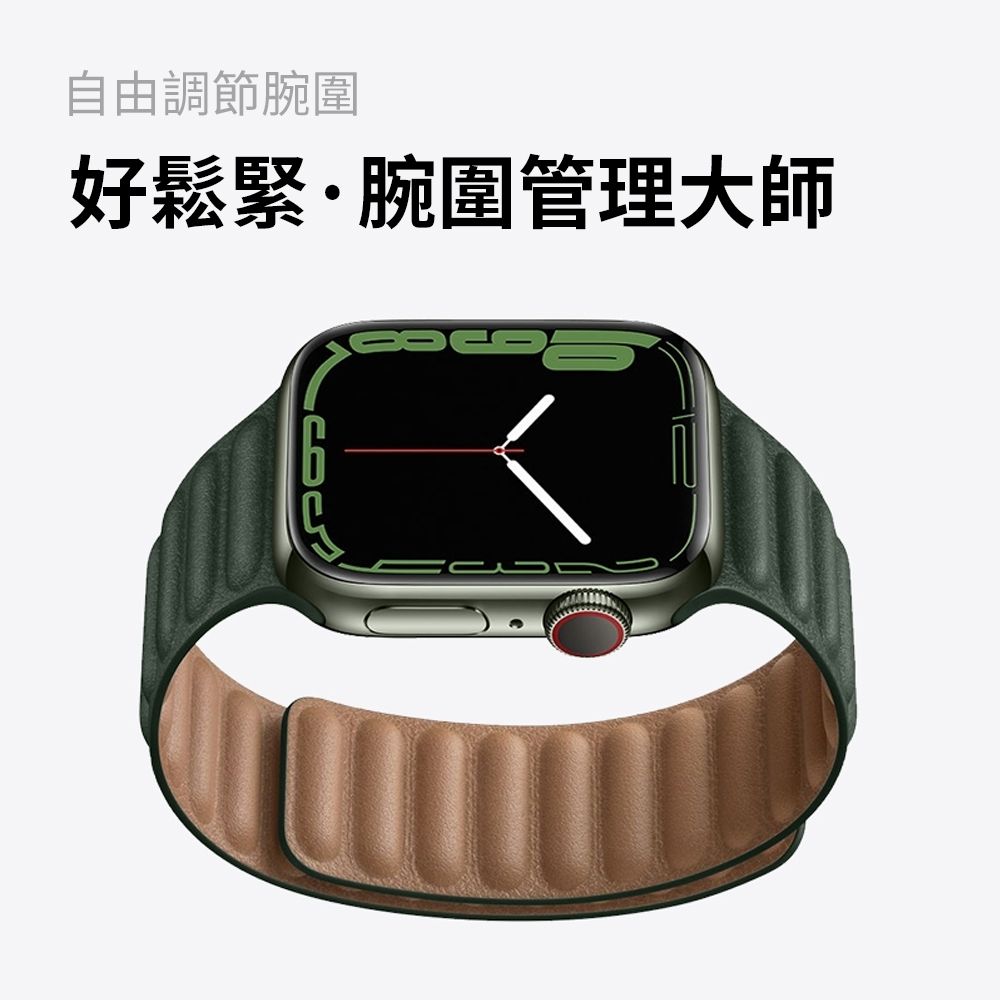 OMG Apple Watch Ultra2/S9/S8/7/6/5/4/3/2/SE 皮製鏈式磁吸錶帶 42/44/45/49mm通用 午夜藍