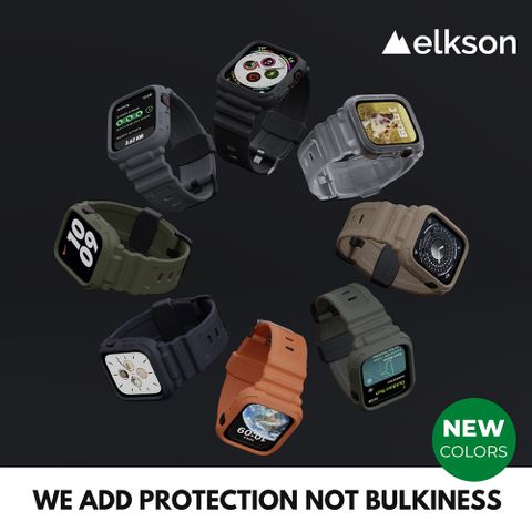Elkson Apple Watch S9-4 &amp;SE Quattro Pro柔韌透氣耐磨防震防水TPU一體成形軍規錶帶41/45mm