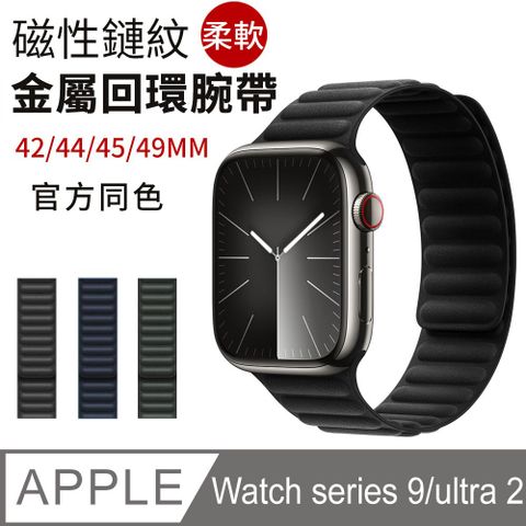 Apple watch series 9/Ultra 2/S8/S7 磁鏈條紋錶帶 手錶替換帶 手環腕帶 S6/S5/S4/S3 (42/44/45/49MM)