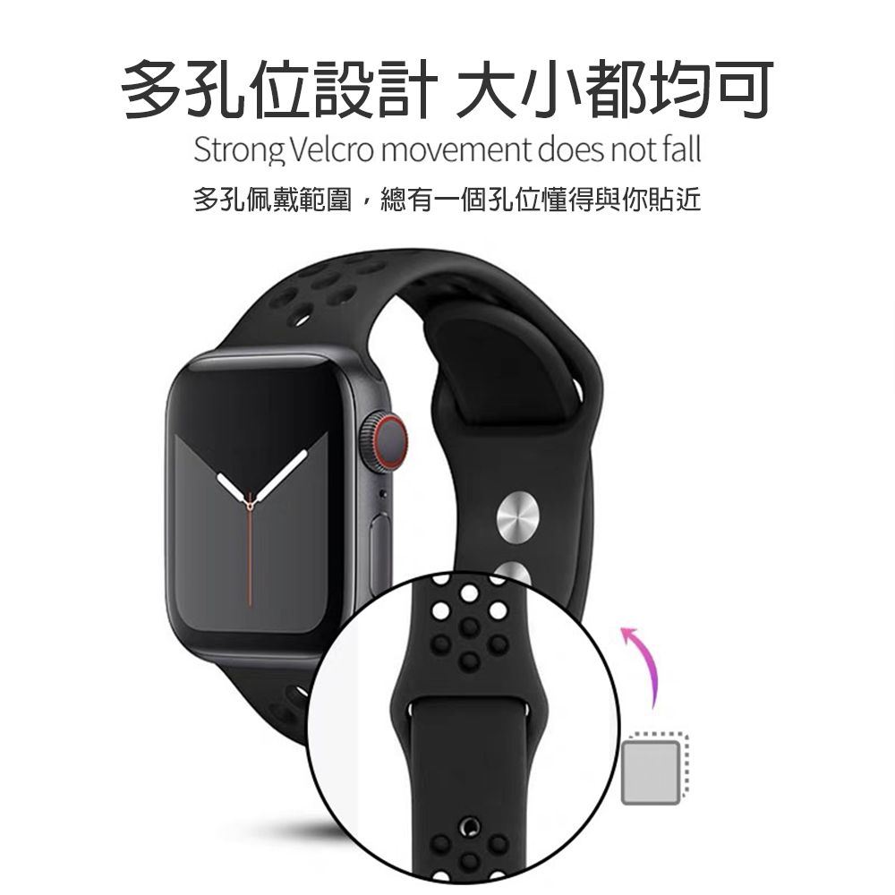 OMG Apple Watch S9/S8/7/6/5/4/3/2/1/SE 潮牌雙色矽膠運動型錶帶 透氣網洞替換錶帶 手錶帶