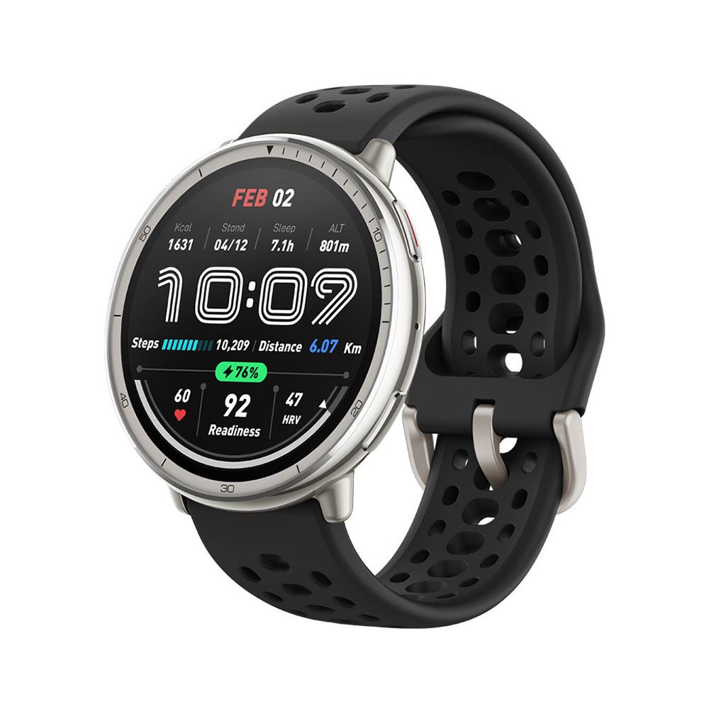Amazfit Active 2 44mm 智慧手錶 酷影黑-矽膠錶帶(160+種運動模式/24HR健康偵測/5ATM防水/HYROX比賽模式)